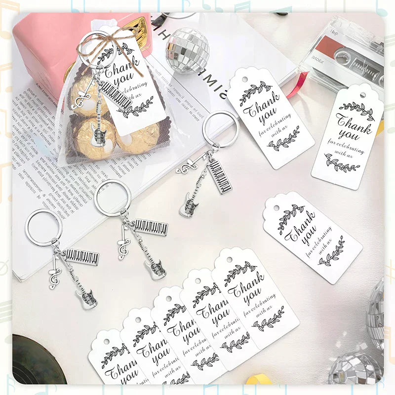 20 Sets Music Party Favors Bulk Keychain Cards Organza Bag Birthday Zpaxo