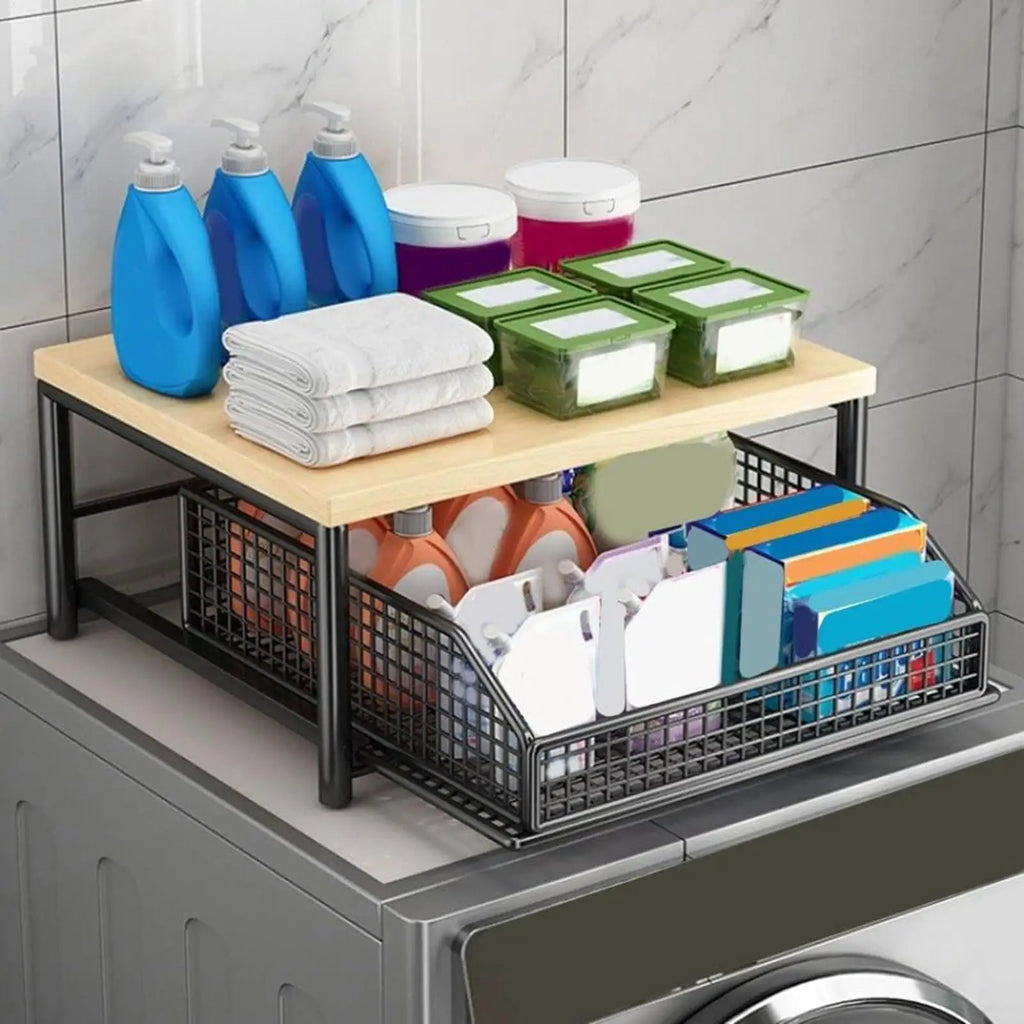 Kitchen Storage Rack Vertical 2-Tier Organizer Standing Shelves