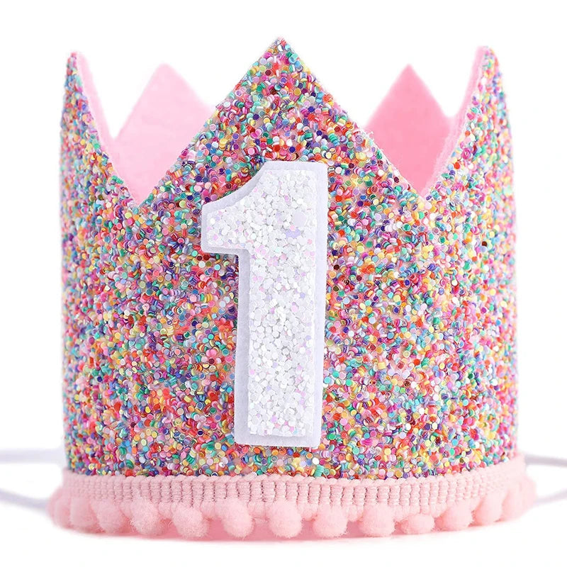 Pink Princess Crown Baby Birthday Party Hat Half Year Old 1st 2nd 3rd Zpaxo Colorful 1