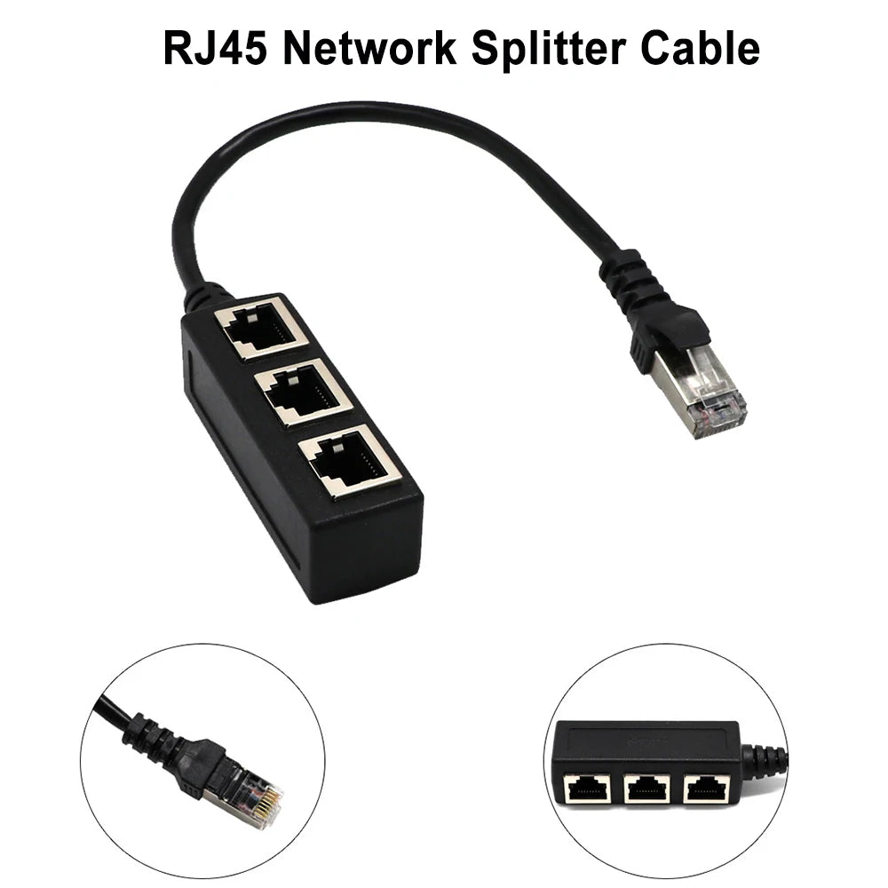 RJ45 Ethernet Cable Splitter Network Adapter Ethernet Splitter 1 to 3 Cable Suitable Super LAN Ethernet Connector Adapter Cat 6 Zpaxo