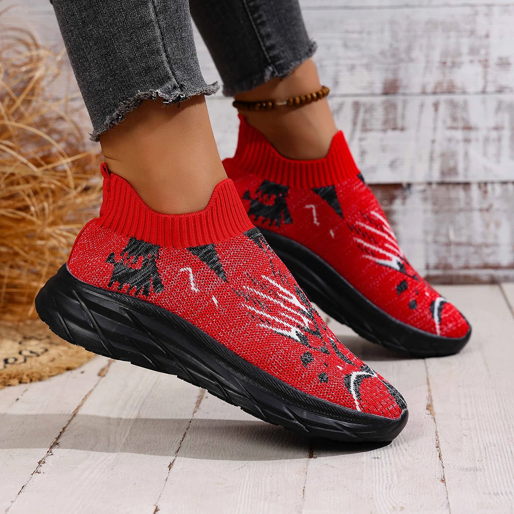 Women Sneakers Spring Casual Knitted Mesh Shoes for Women Breathable Casual Shoes Fashion Comfortable Slip-On Sneakers Women Zpaxo