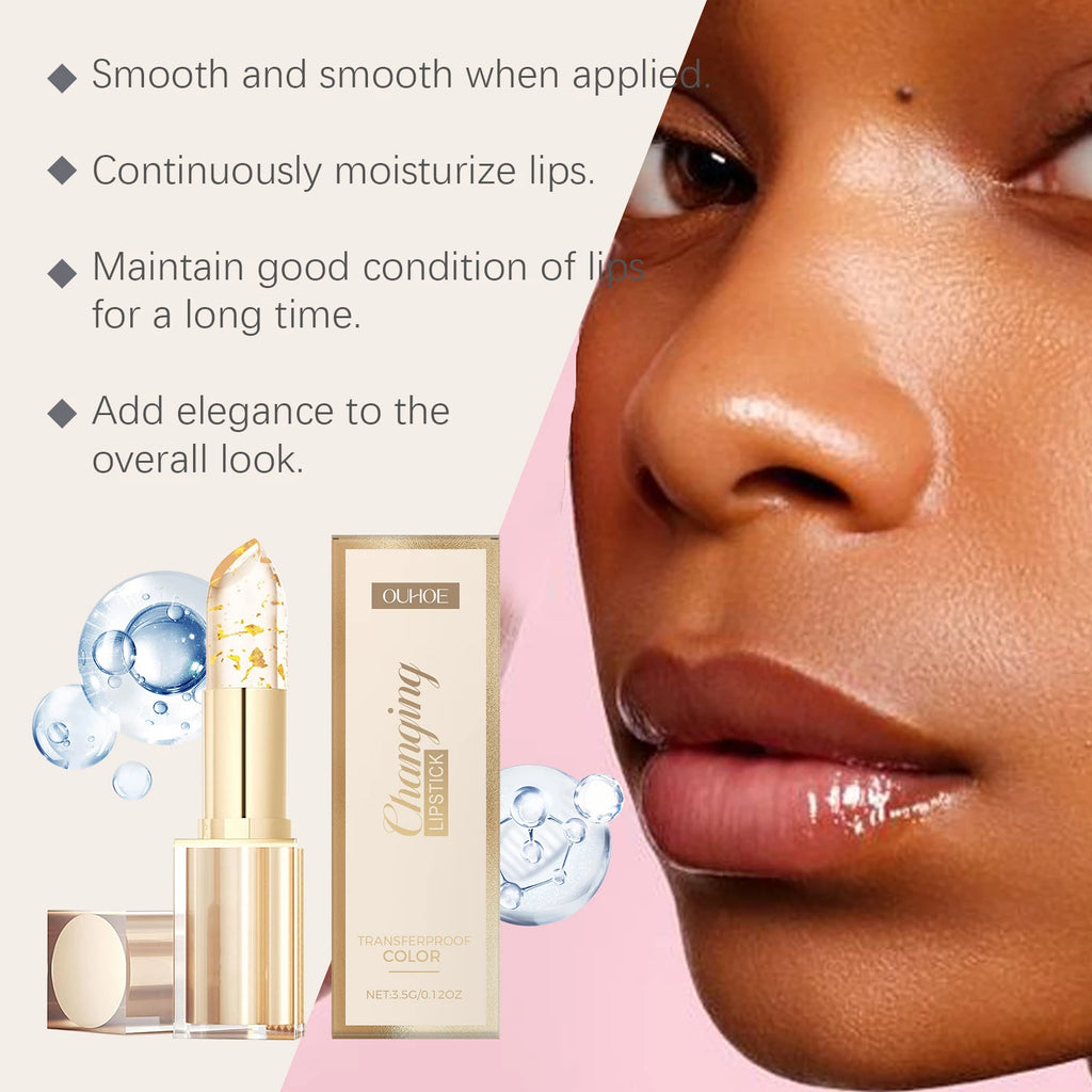 Ouhoe Gold Foil Color Changing Lip Balm – Glossy & Nourishing Color Changing Lip Balm Zpaxo