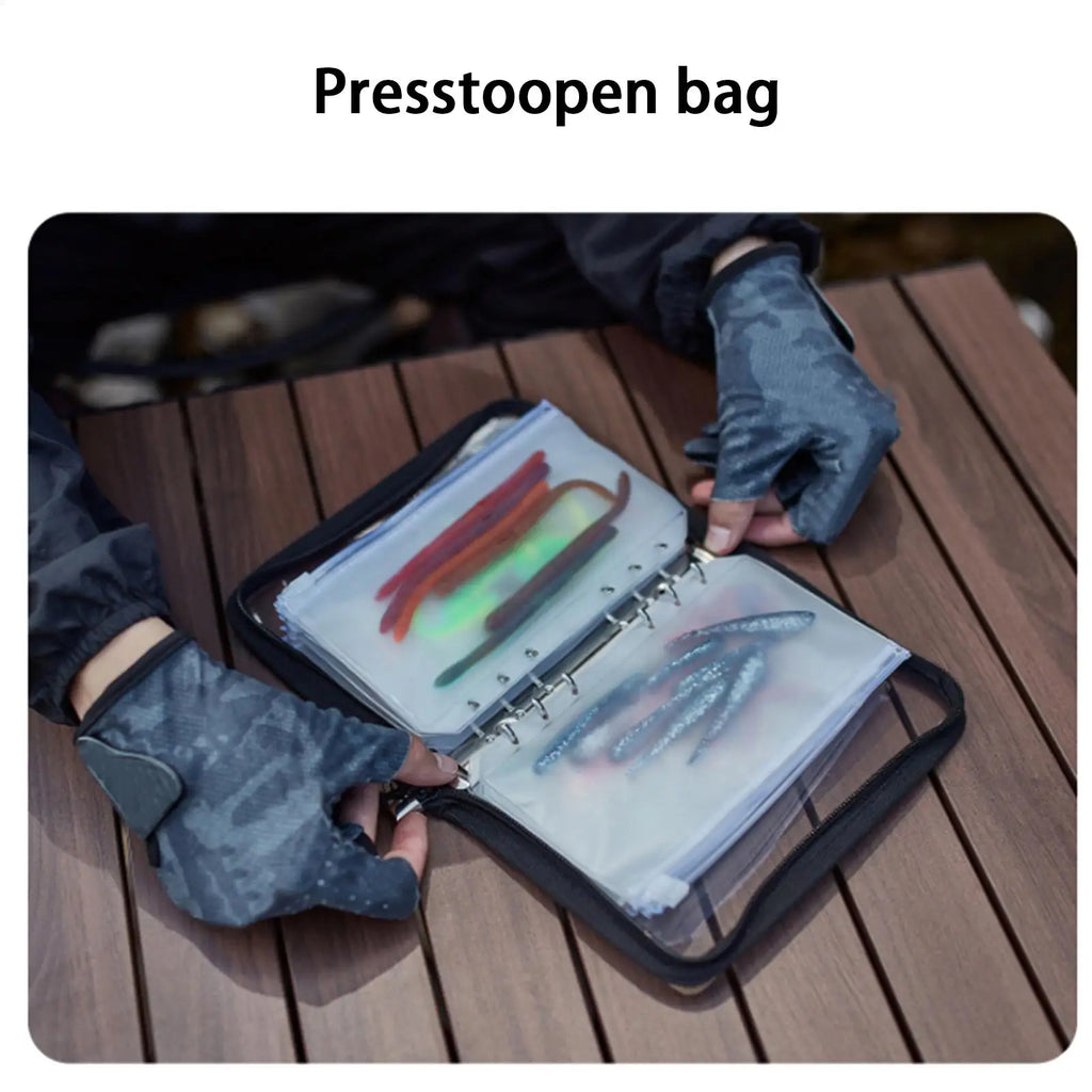 Fishing Bait Bag 10-Page Pvc Ring-Binder Clear Lure Organizer Fishing Tackle Holder for Boat Beach Shore Lake River Pond Zpaxo
