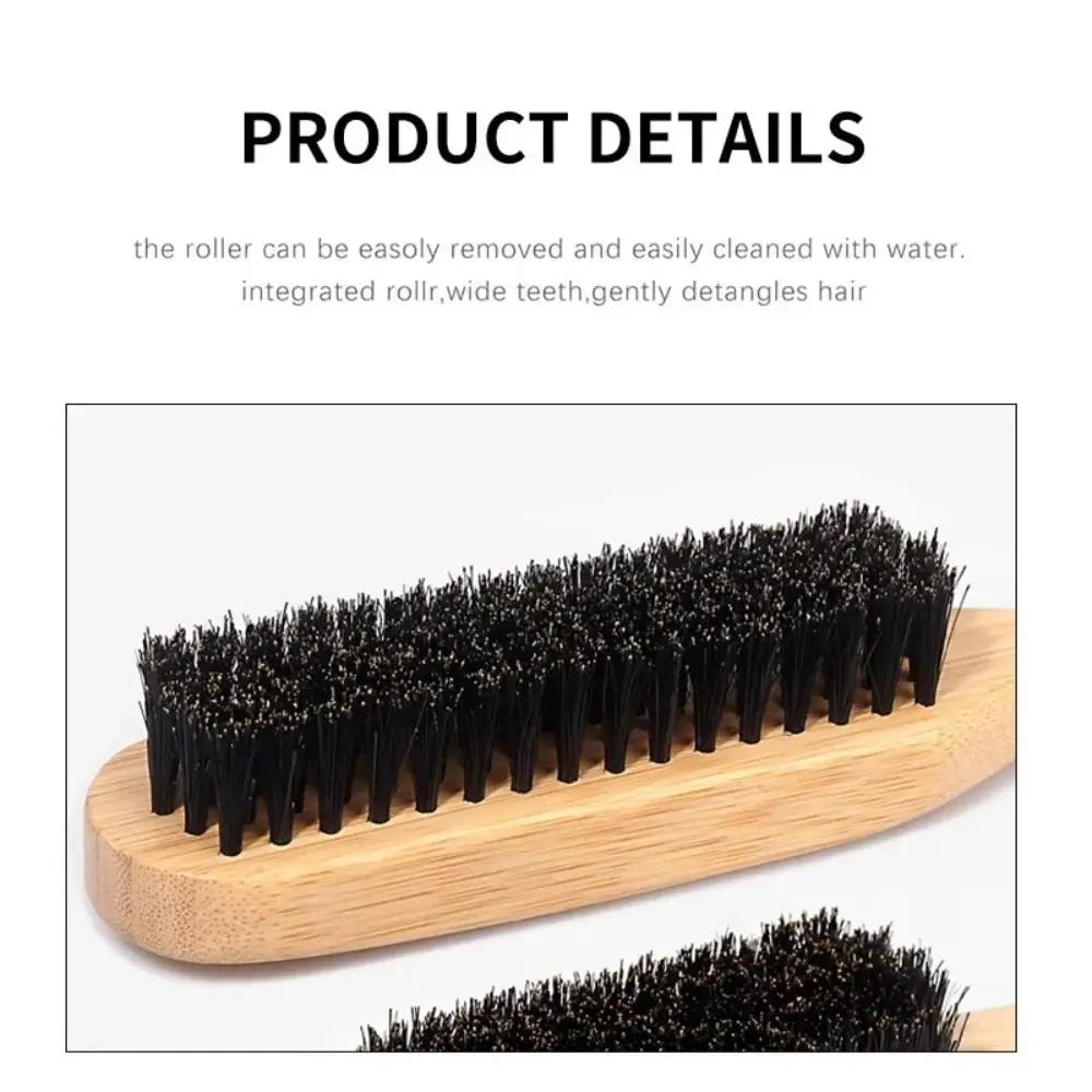 Wood Boar Bristle Hair Brush Backcombing Design Smooth Finish Slick Back Hair Brush Teasing Function Flyaways Control Zpaxo