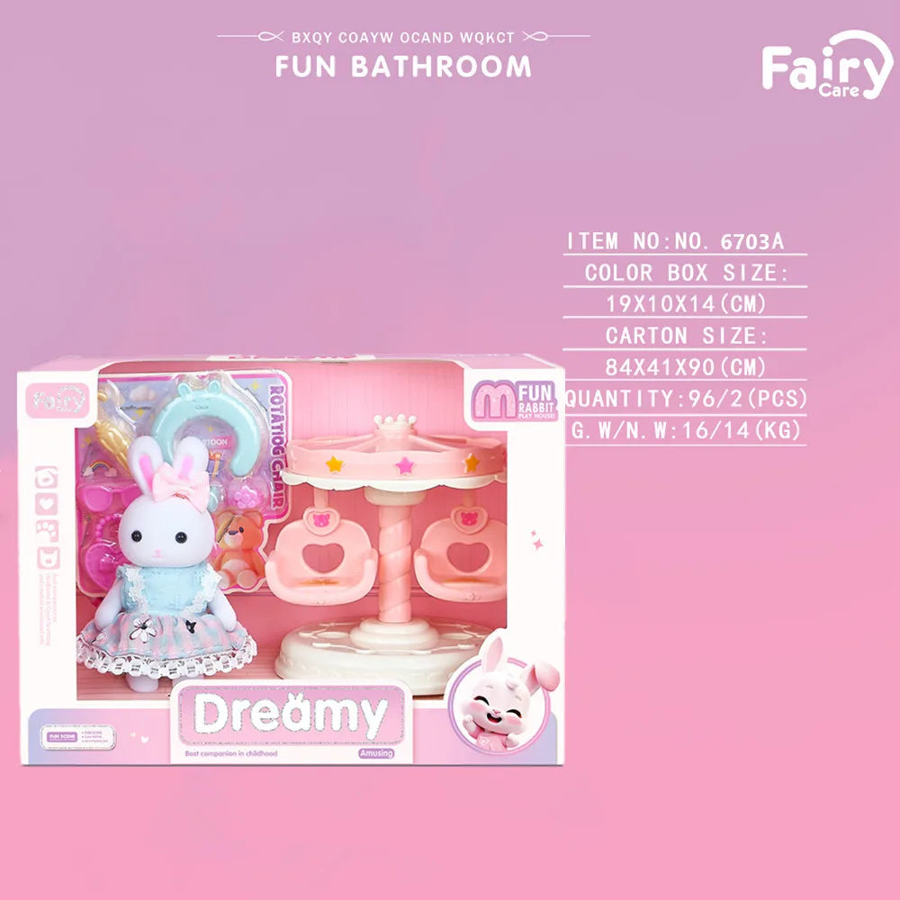 Little Rabbit Bedroom Kitchen Outdoor Gameslovely Scene Play Toys Zpaxo Happy Spinning