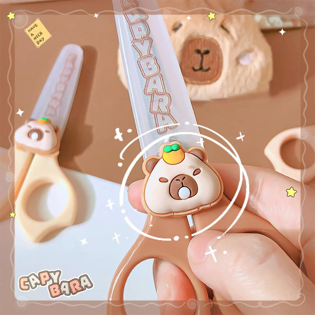 Capybara Kids Safety Scissors – Round Tip & Anti-Slip Handle Kids Safety Scissors Zpaxo