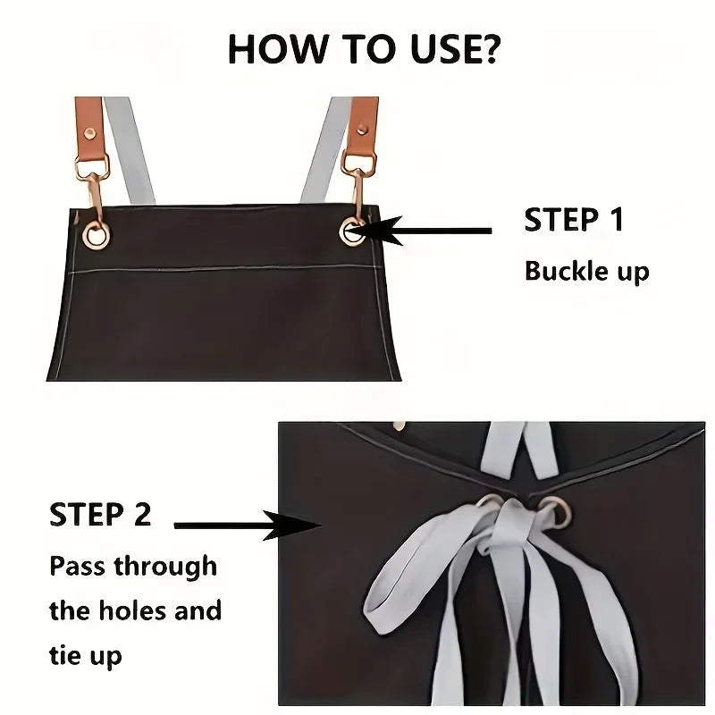 Multi-pocket Apron Adjustable Strap Design Perfect Coffee Bars Zpaxo