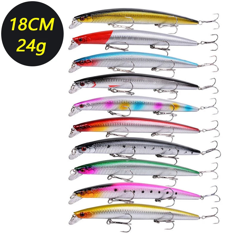 18CM Minnow Fishing Lure Set – 24G Wobble Hard Bait 3/5/8PCS Minnow Fishing Lure Zpaxo
