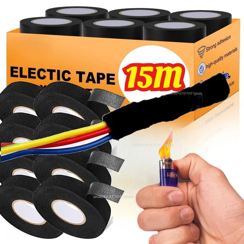 15M Heat-Resistant Flame Retardant Tape Noise Reduction Heat Resistance Flame Retardant Automotive Wiring Harness Adhesive Tape Zpaxo