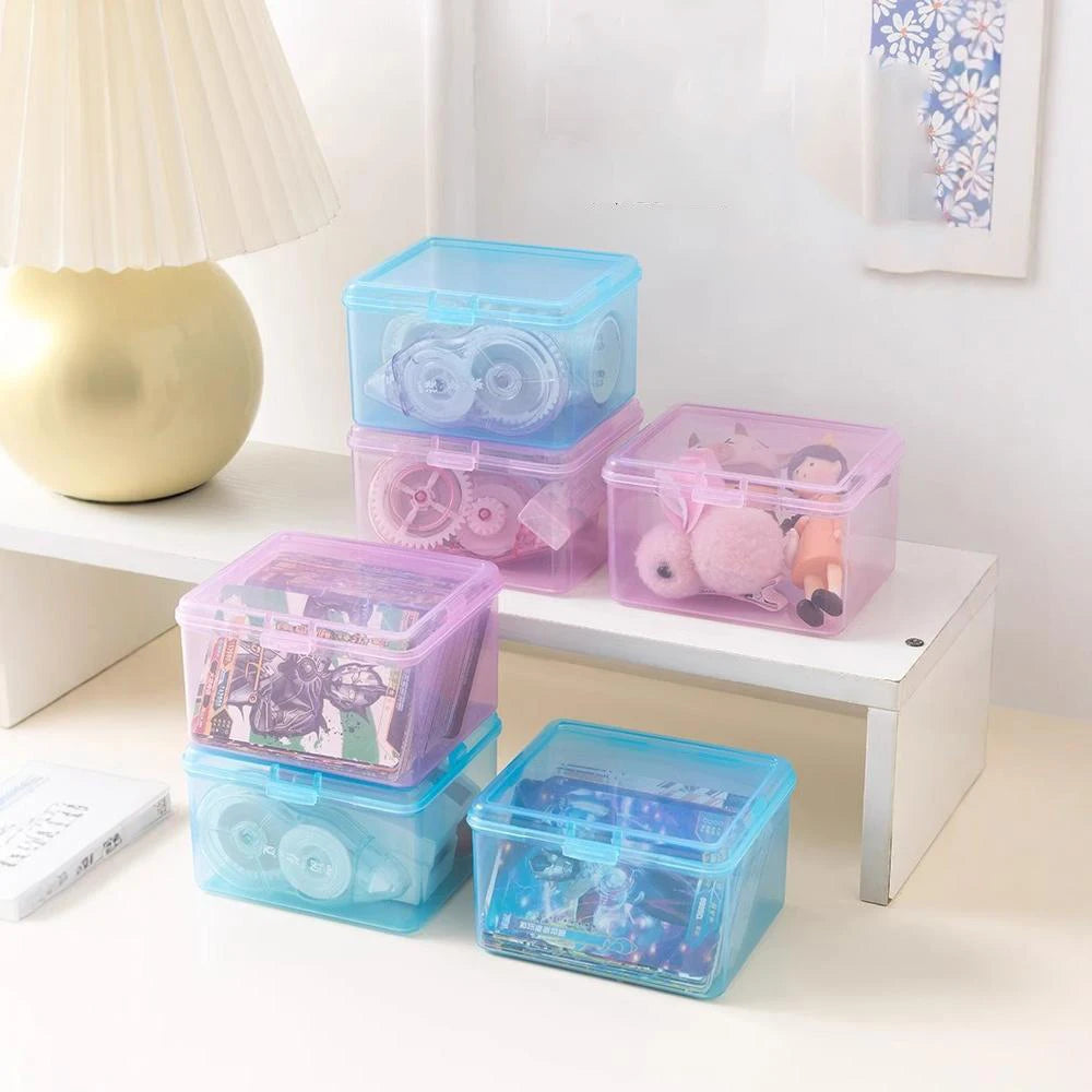 Plastic Transparent Stationery Box Desk Organization Small Card Zpaxo