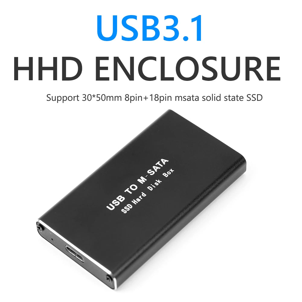 mSATA To USB 3.0/3.1 SSD Enclosure External HD Hard Drive Disk Box Storage Case Adapter Zpaxo