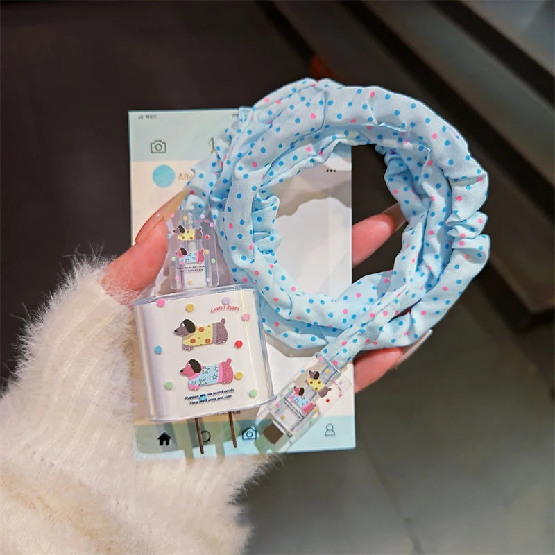 Cute Animal Puppy Charger Cable Protector IPhone 15 14 13 12 18W 20W Zpaxo A8