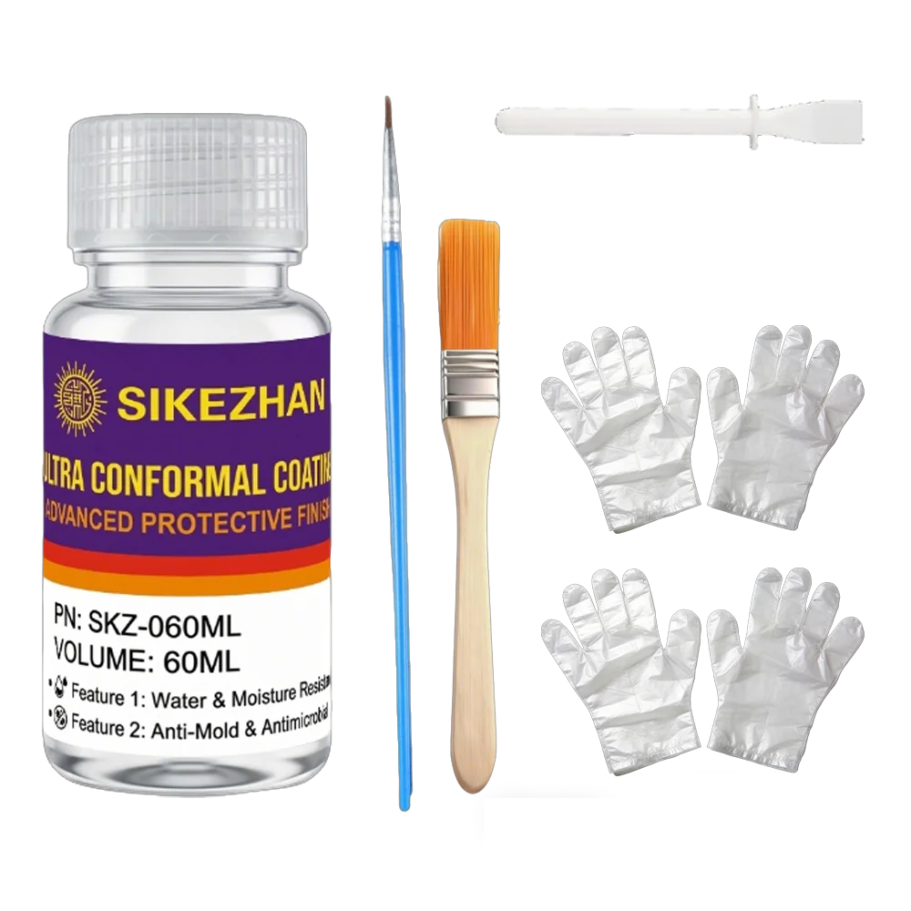 Ultra Conformal Coating 60ml, Professional Electronic Insulation Kit, Water Resistant Shield for PCB with Brush & Gloves Zpaxo 1set