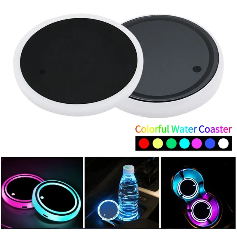 7 Colors LED Cup Coasters Solar USB Powered Glowing Drink Pads