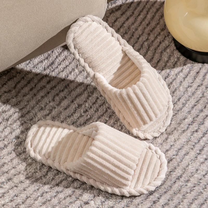 Open-toe Breathable House Slippers Women Non-slip Indoor Flat Comfort