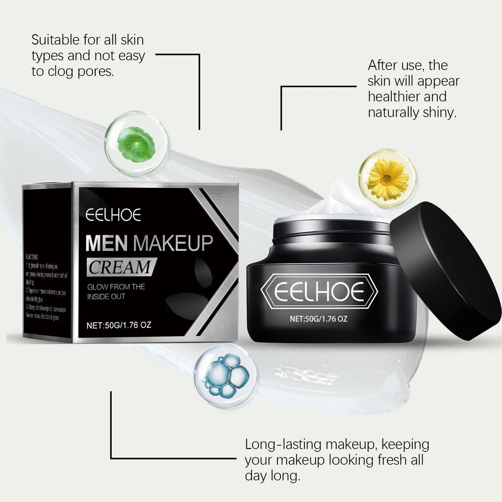 BB Cream Men Face Concealer Oil Control Waterproof Long Lasting Cover Flaws Makeup Nourishing Brightening Facial Makeup Cream Zpaxo