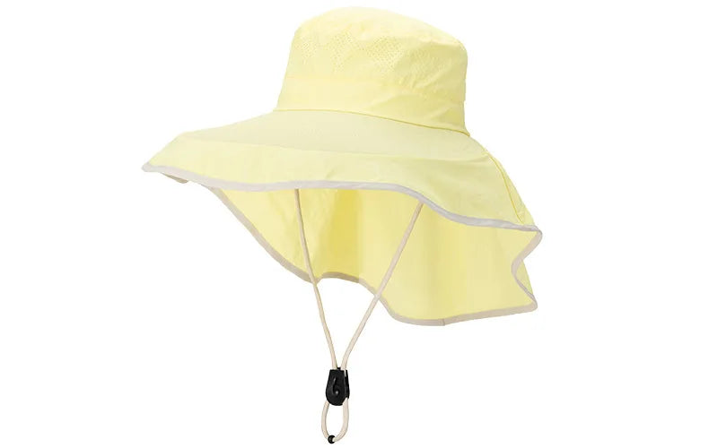 New summer sun protection and splash proof large hat with shawl comprehensive sun protection outdoor sun hat Zpaxo Yellow sun hat