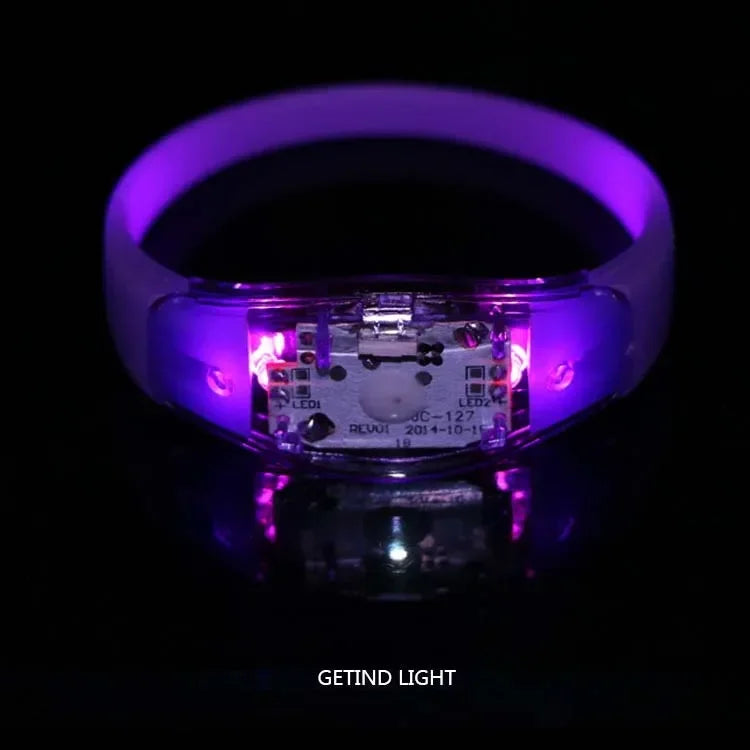 Led Sound Control Bracelet Flashing Wristband Vibration Glow Dark Zpaxo Purple 6pcs