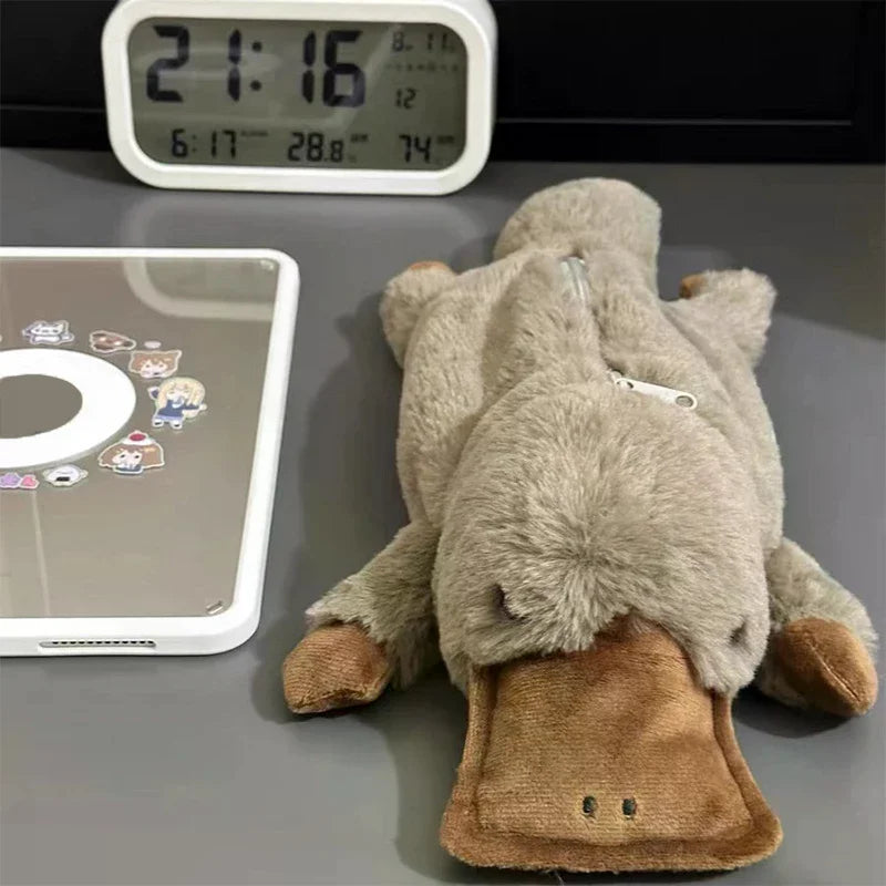 Pleasant Platypus Pen Storage Makeup Case Plush Writing Tool Pouch Zpaxo