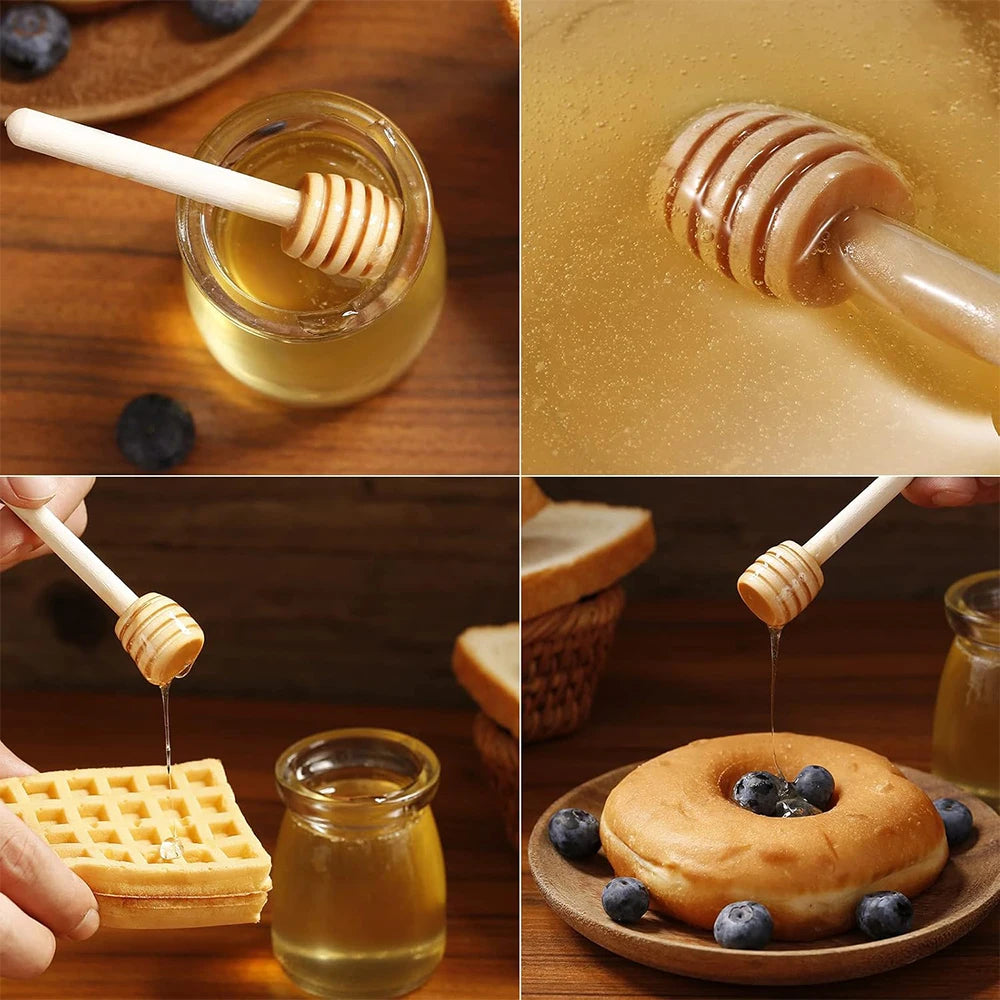 10/20/40Pcs Wooden Honey Dipper 8cm Honey Stirrers Jam Stir Sticks for Honey Jar Dispense Drizzle Honey Christmas Gift Zpaxo