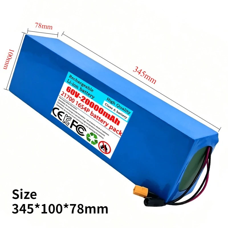 New 21700 16S4P 100% Original 60V 20Ah 21700 Li-ion Battery Pack 16S4P with BMS 0-2000W for High-power 67.2V Motorcycle Tricycle Zpaxo