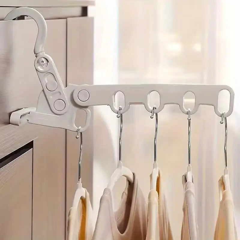 2pcs Foldable 5-Hook Clothes Hanger, Ergonomic & Space-Saving for Travel, Hotel, Dorm, Home Use Zpaxo