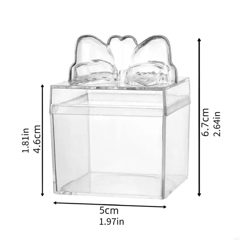 12Pcs Bowknot Candy Box Clear Plastic Party Treat Box For Wedding Gift Packaging And Birthday Anniversary Celebration Zpaxo