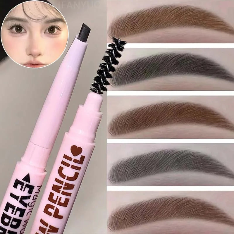 2 in1 Eyebrow Pencil Waterproof Tattoo Brush Long Lasting Eye Brow