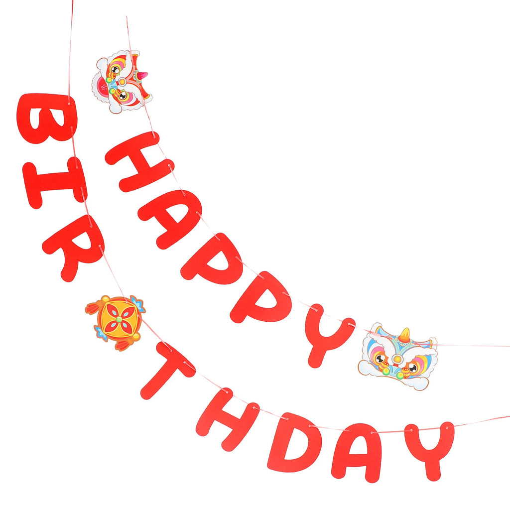 Birthday Letter Banner Chinese Dancing Lion Paper Party Decoration