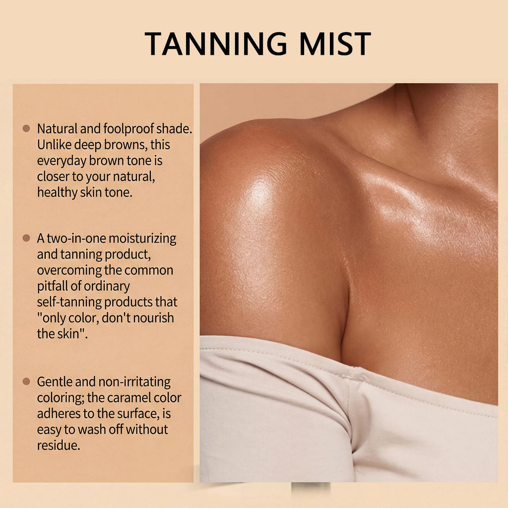 100ml Self Tanning Mist for Sun Kissed Natural Glow Long Lasting Sunless Tan Fast Drying Hydrating Spray Vegan DHA Streak Free Zpaxo