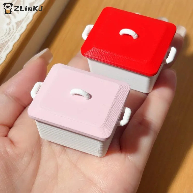 ▶1Pcs 1/12 Dollhouse Miniature Pancake Box Plate Model With Lid Kitchen Accessories For Doll House Decor Kids Toys Gift Zpaxo