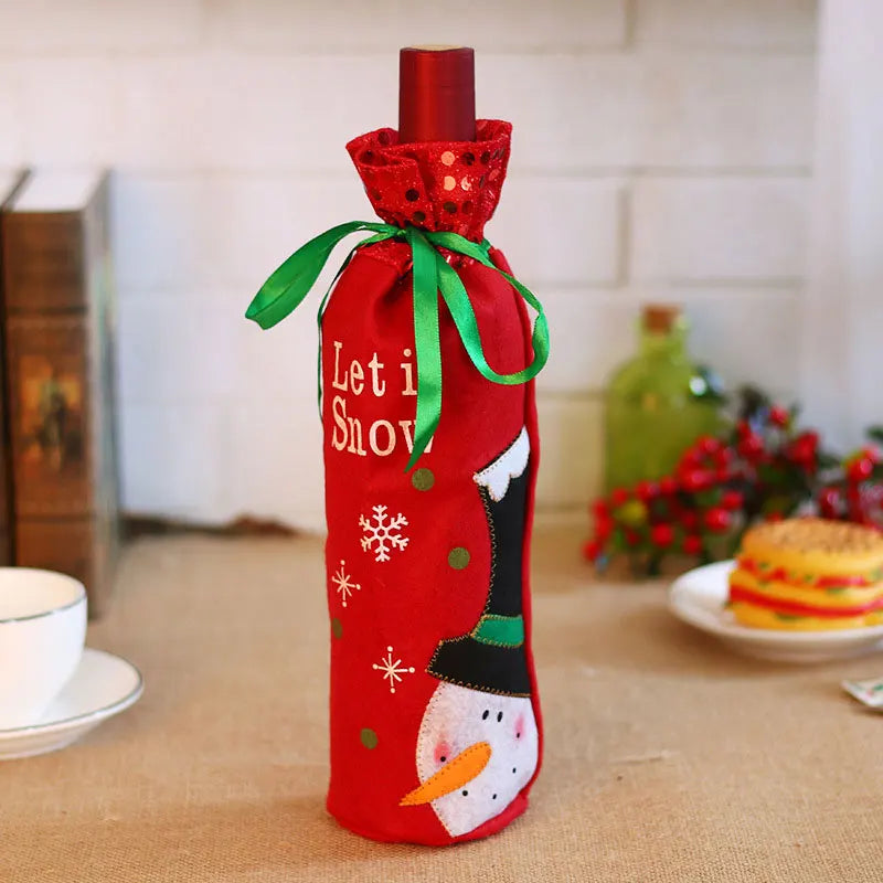 Merry Christmas Table Decorations Home Santa Claus Smowman Champagne