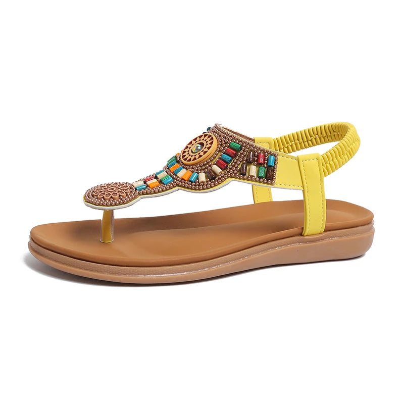 Women Sandals Anti Slip Flip Flops Bohemian Flat Clip Toe Gladiator Zpaxo YELLOW 41