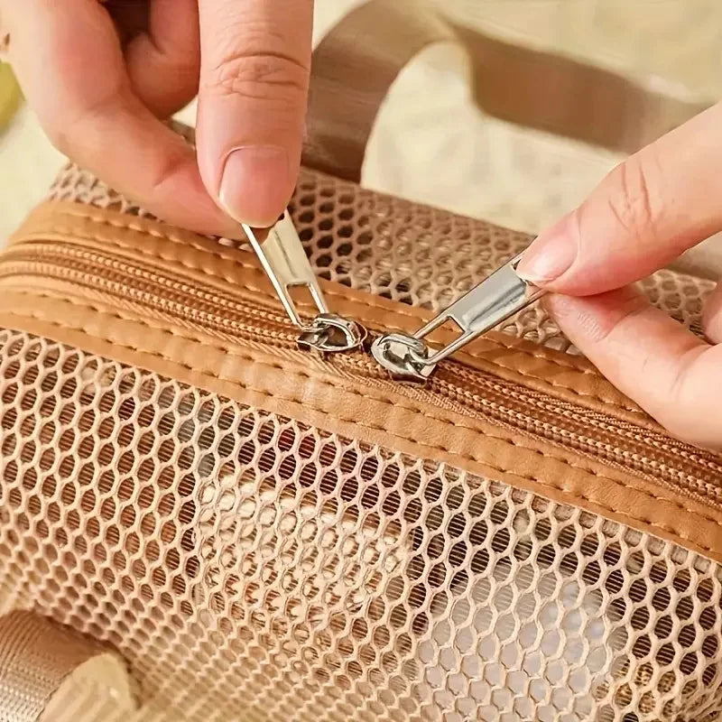See-through Travel Cosmetic Bag&pillowcase 2-in-1 Large Nylon Mesh