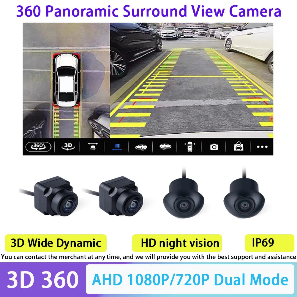 Car 360 Camera 1080P 3D WDR AHD Surround View System 4 Channel DVR Zpaxo