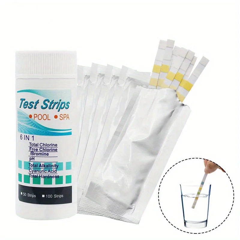 6-in-1 Pool Spa Water Test Strips Accurate Measurement PH Chlorine
