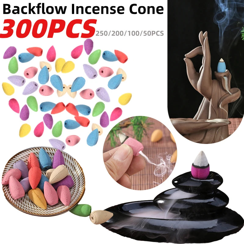 Natural Incense Mixed Waterfall Smoke Backflow Cone Burner Fragrant