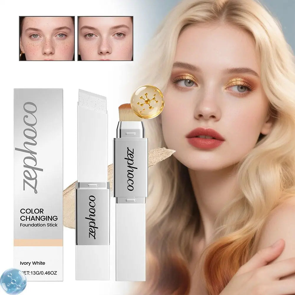 2-in-1 Color-Changing Foundation Stick – Matte & Moisturizing Foundation Stick Zpaxo
