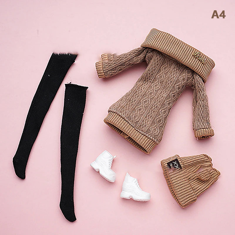 ▶1Set 30cm Doll's Clothes Suit Dress Up Accessories Sweater Hat Stockings Suit Girl Play House Toy Zpaxo A4