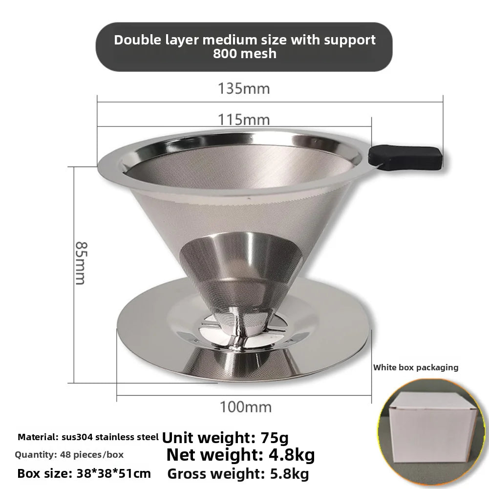1PC Stainless Steel Reusable Coffee Filter Holder Pour Over Mesh Tea Dripper Cup Zpaxo Light Grey-m