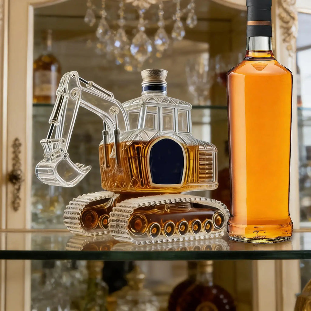 Whiskey Bottle Excavator Shaped Pourer Dispenser Glass Liquor