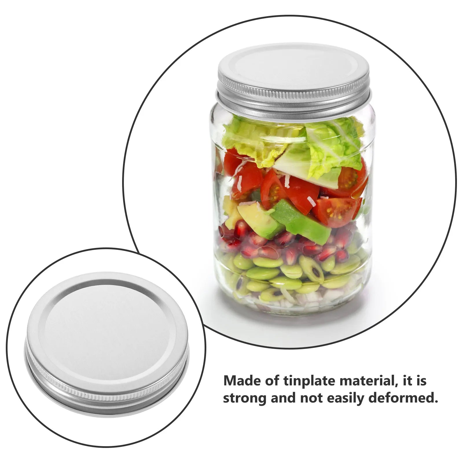 Tinplate Mason Jar Lids Wide Mouth Regular Reusable Leakproof Storage
