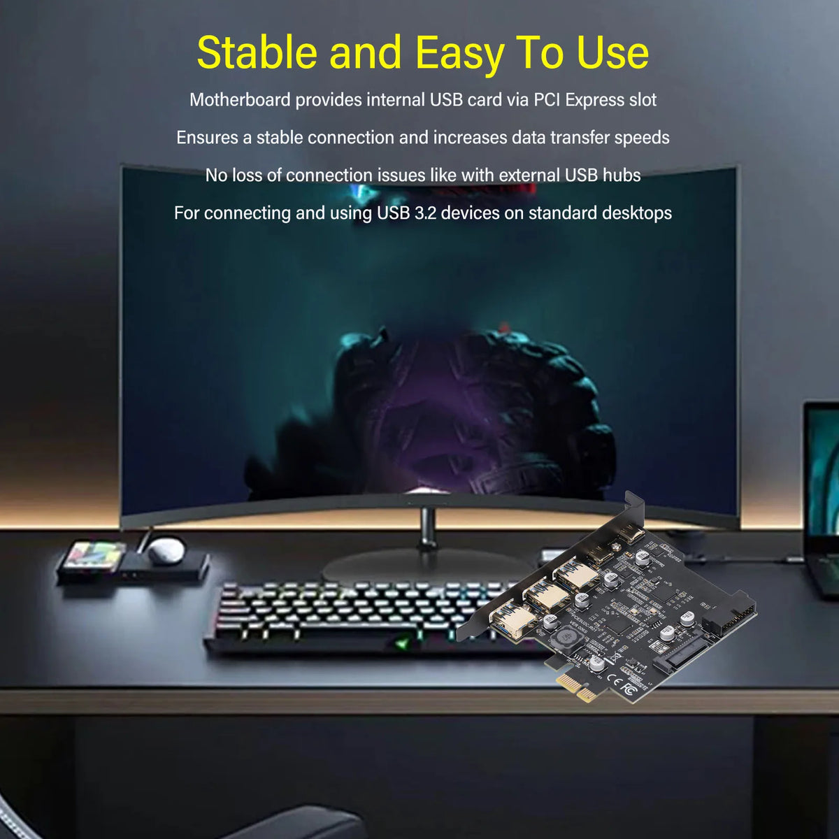PCIe USB 3 2 Card C Easy Installation Expansion 5 Port Desktop Windows Zpaxo