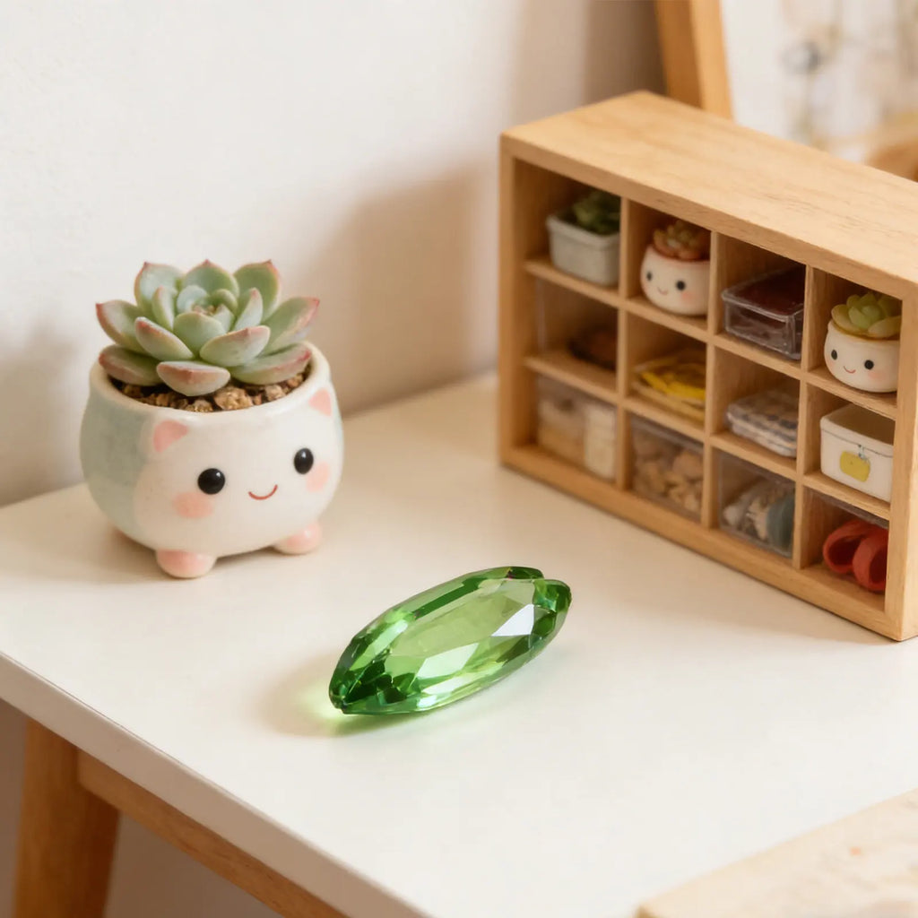 Crystal Snow Pea Artificial Vegetable Ornament Realistic Green Dining