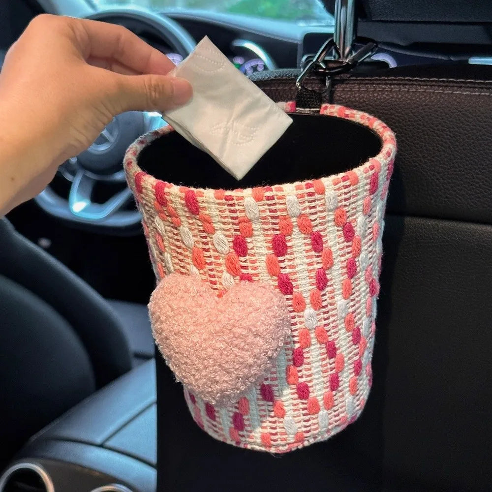 Hanging Car Mounted Garbage Bin Love Pattern Large Capacity Vehicle Zpaxo