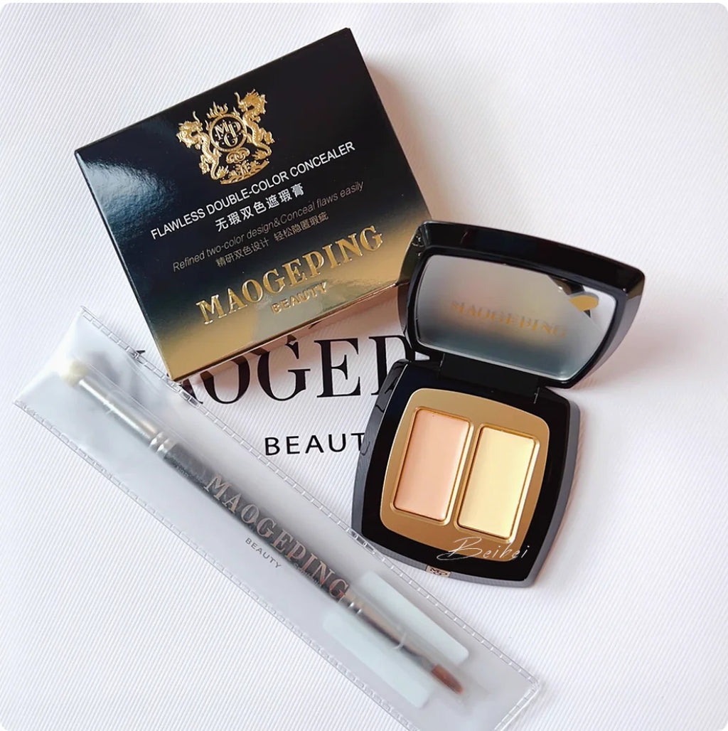 MAOGEPING BEAUTY Flawless Two-color Concealer Coverage Moisturizing Zpaxo with brush