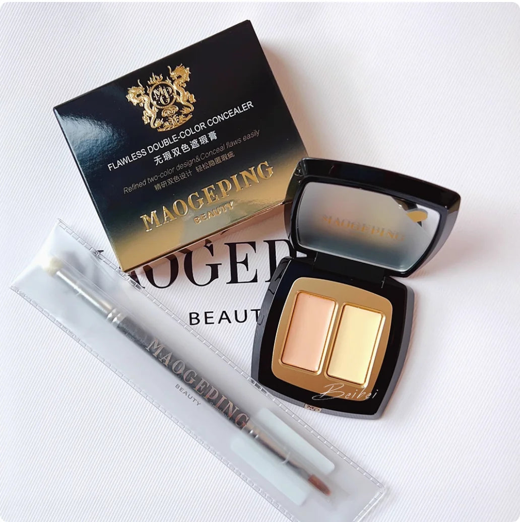 MAOGEPING BEAUTY Flawless Two-color Concealer Coverage Moisturizing Zpaxo with brush