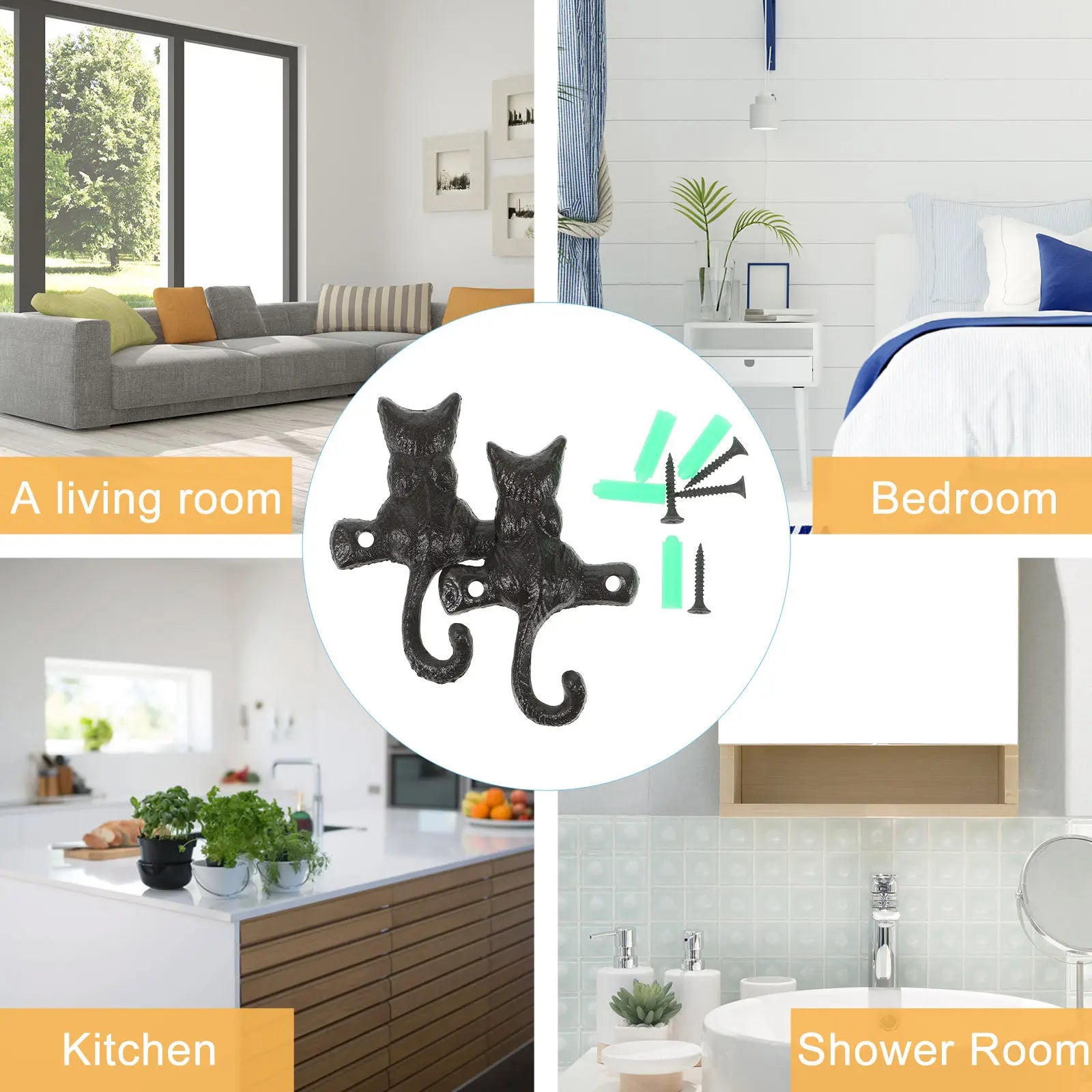 Classical Cat Wall Hooks Stylish Iron Decorative Hook Mounted Coat
