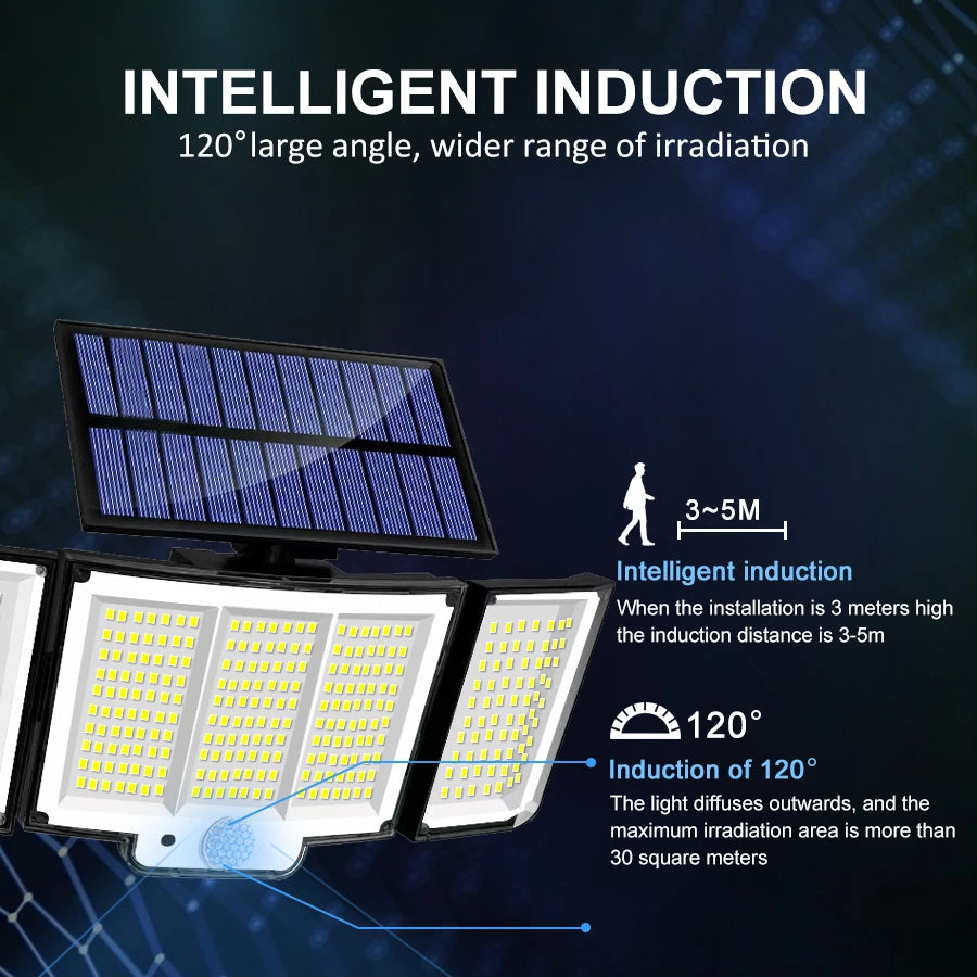 Outdoor Solar Lights 318/348LED Solar Security Lights IP65 Waterproof Motion Sensor Wall Light For Garden Fence Patio Zpaxo