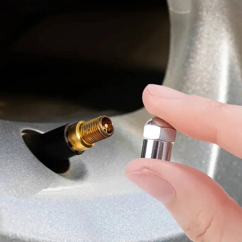 Chrome Tire Valve Caps 10/50 Pack – Universal Car, Bike & Moto